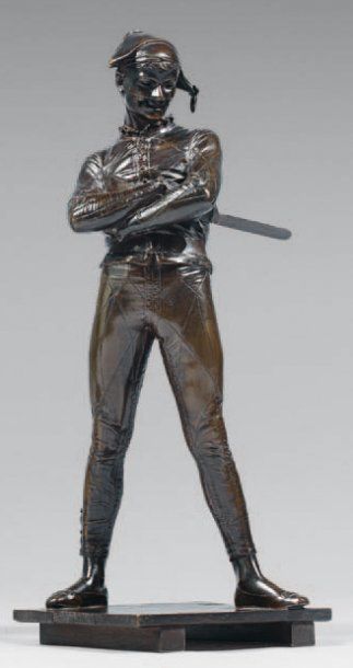 René SAINT-MARCEAU (1845-1915) Arlequin Epreuve en bronze à patine médaille, fonte...
