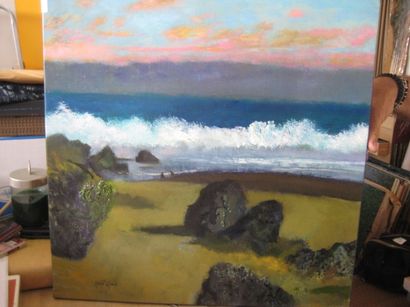 René GENIS (1922-2004) «La plage de lave, Ile de la Réunion»
Huile sur toile.
Signée...