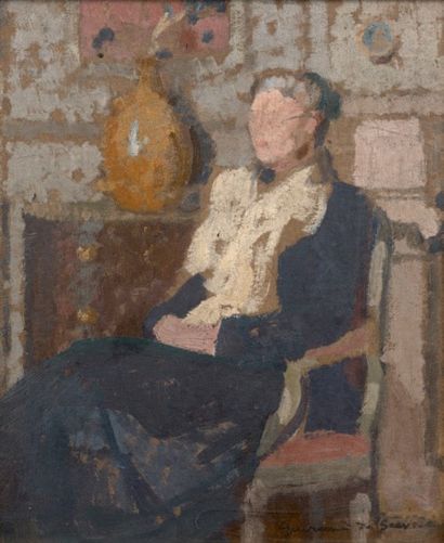 Lucien Victor GUIRAND de SCÉVOLA (1871-1950) «Femme dans un intérieur»
Huile sur...