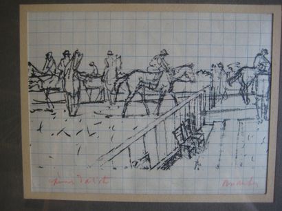 Maurice BRIANCHON (1899-1979) «Le paddock»
Épreuve d'artiste sur papier quadrillé.
Signé...