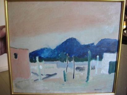 Guy Bardone (1927-2015) «Soir à Ibiza, 1952»
Huile sur carton.
Signé en bas à droite,...