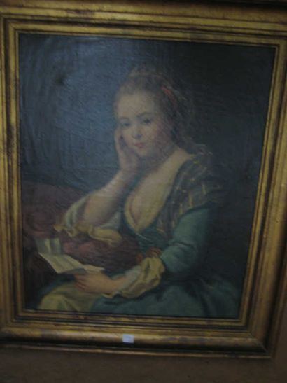 null Ecole Française XIXème siècle
Portrait de femme à sa lecture
Huile sur toile
53.5...