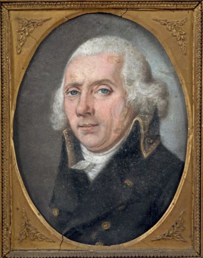 Ecole FRANCAISE vers 1800 
Portrait d'un homme
Pastel ovale.
19,5 x 15 cm