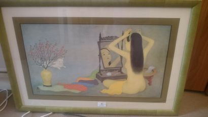 MAI THU Jeune fille au miroir
Impression sur soie.
32 x 58 cm
 
