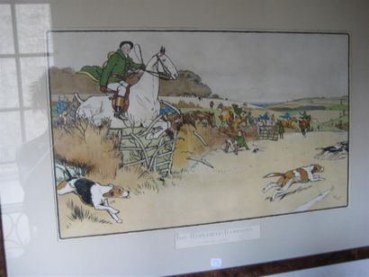 null - Paire de gravures anglaises "La chasse à courre", 38 x 61 cm
- Deux gravures...