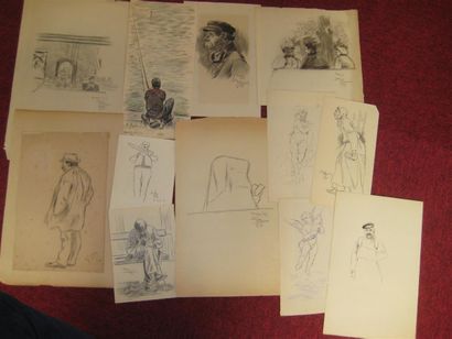null LUBIN DE BEAUVAIS (1873-1917)
Lot de 12 dessins sur le thème « Personnages diverses...