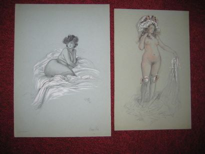 null LUBIN DE BEAUVAIS (1873-1917)
Lot de 2 dessins au crayon noir rehaussé de gouache...