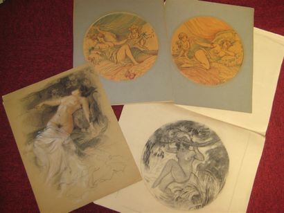 null LUBIN DE BEAUVAIS (1873-1917)
Lot de 4 dessins sur le thème « Scènes érotiques...