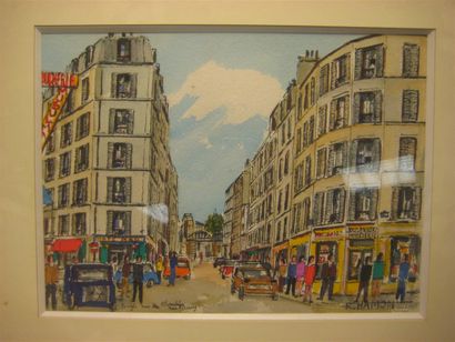 null Roland HAMON (1909-1987)
- Rue Mogador
Aquarelle sur papier 
Signée en bas à...