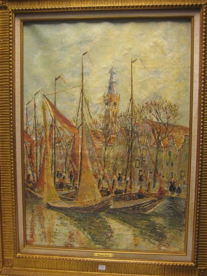 Fernand LAVAL (1886-1966)
Bateaux en Hollande
Huile...