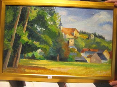 null Bertrand MOGNIAT-DUCLOS (1903-1987)
le village 
Huile sur toile
Signée en bas...