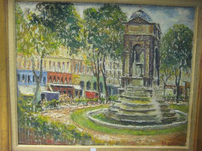 null Fernand LAVAL (1886/95-1966)
La fontaine 
Huile sur toile (accident)
Signée...