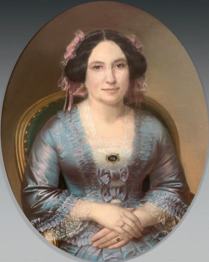 Théodore FANTIN-LATOUR (1805-1872) Portrait de femme
Pastel ovale, signé au milieu...