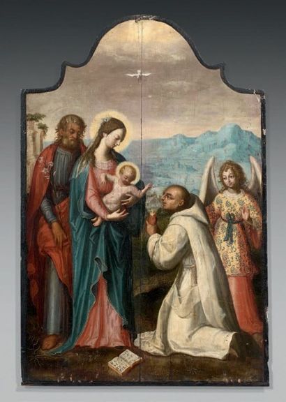 École ESPAGNOLE du XVIIe siècle La Vierge à l'Enfant avec saint Joseph, Saint Bernard...