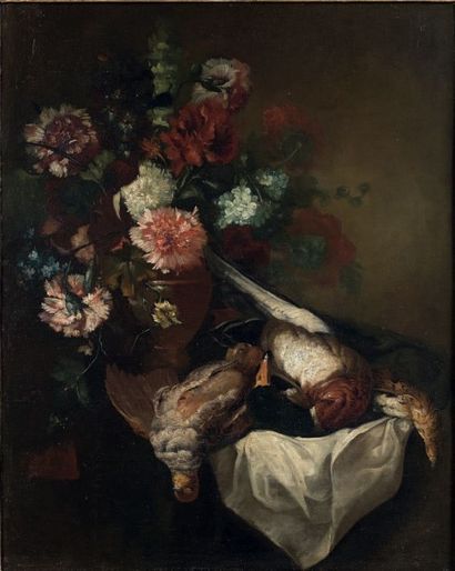 École ANGLAISE du XVIIIe siècle, attribué à Gowes HAMILTON Nature morte au vase de...