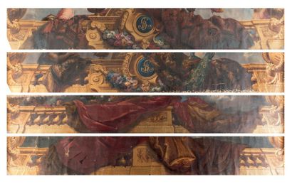 * École FRANÇAISE, 1854, LEVERT* * * Balustrade décorée de draperies, de fleurs,...