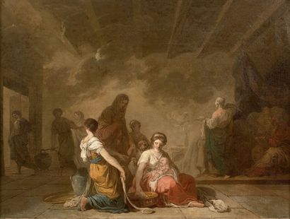Joseph Benoit SUVEE (Bruges, 1743 - Rome, 1807) La Naissance de la Vierge
Toile
50,5...