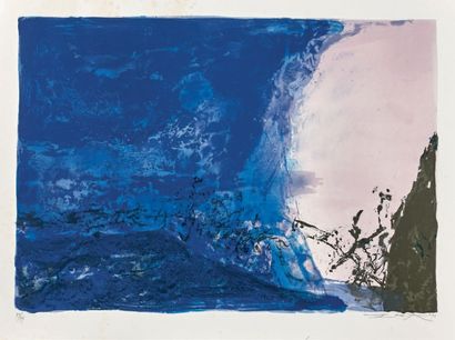 ZAO WOU KI (1920-2013) Composition en bleu, rose et noir, 1991
Lithographie en couleurs,...