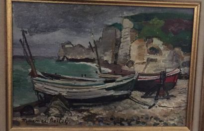 Maurice BOITEL né en 1919 Etretat
Huile sur toile.
Signée en bas à gauche.
20 x 27...