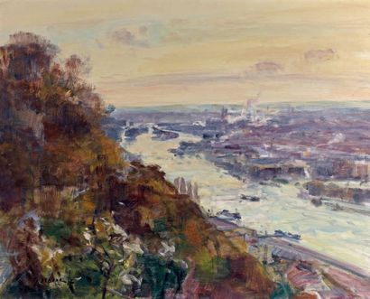 Gaston SEBIRE (1920 - 2001) La Seine vue de Bonsecours
Huile sur toile.
Signée en...