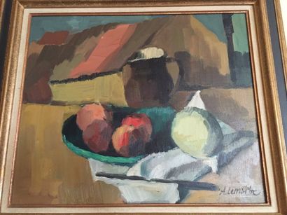 André LEMAITRE (1909 - 1995) Pichet et fruits, 1984
Huile sur toile.
Signée en bas...