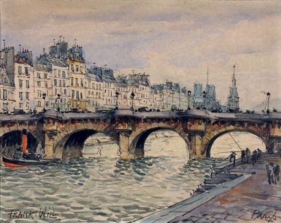 FRANK-WILL (1900-1950) Le pont neuf
Aquarelle.
Signée en bas à gauche et située «Paris»...