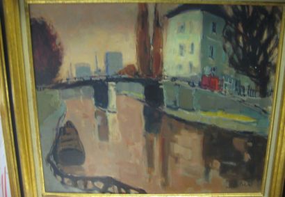 Robert DELVAL (1897-) Le canal Saint Denis
Huile sur toile.
Signée en bas à droite...