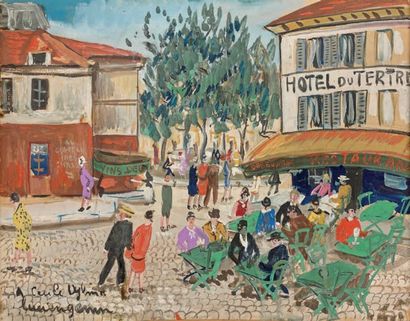 Lucien GENIN (1894-1953) La place du tertre
Gouache sur papier.
Signée avec envoi...