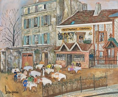 Lucien GENIN (1894-1953) Restaurant le Coucou à Montmartre
Gouache sur papier.
Signée...