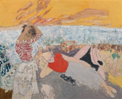 Raymond LEGUEULT (1898-1971) Le soir sur la plage 1956
Huile sur toile.
Signée et...