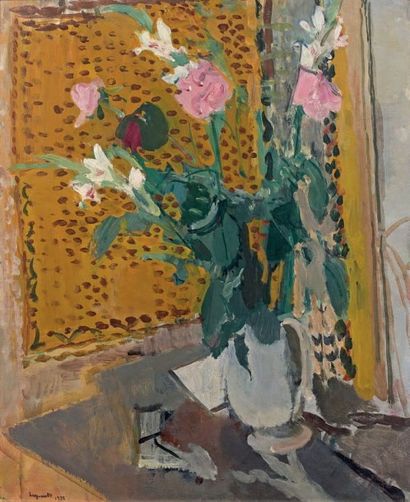 Raymond LEGUEULT (1898-1971) Vase blanc, fleurs blanches, 1932
Huile sur toile.
Signée...