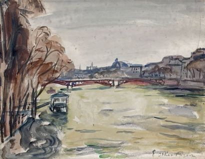 Emile-Othon FRIESZ (1879 - 1949) Paris, la Seine, 1947
Aquarelle.
Signée en bas à...