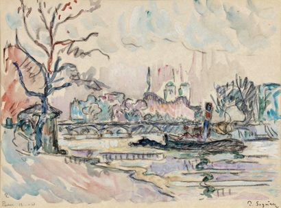 Paul SIGNAC (1863-1935) Paris. La Seine au Pont des Arts, décembre 1910
Aquarelle...