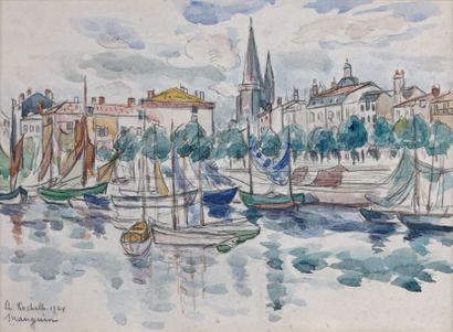 Henri MANGUIN (1874 - 1949 ) La Rochelle, 1924
Aquarelle.
Signée, datée et située...