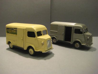 null Dinky Toys. Deux Camionnette Citroën 1200 K (Tube), une gris métal et une beige...