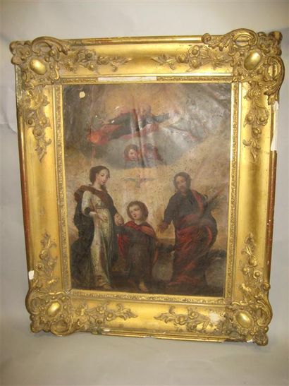 null Lot comprenant:
- La sainte trinité
Huile sur cuivre 
36 x 27 cm 
(accidents)...