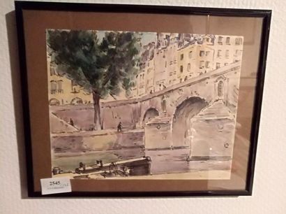MARCEL BERNANOSE (1884-1952) Le pont Marie
Aquarelle non signée.
19 x 24 cm