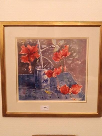 MARCEL BERNANOSE (1884-1952) Bouquet de fleurs rouges
Aquarelle signée en bas à gauche,...