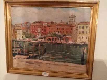 MARCEL BERNANOSE (1884-1952) Vue d'un canal à Venise
Huile sur panneau non signée.
37...