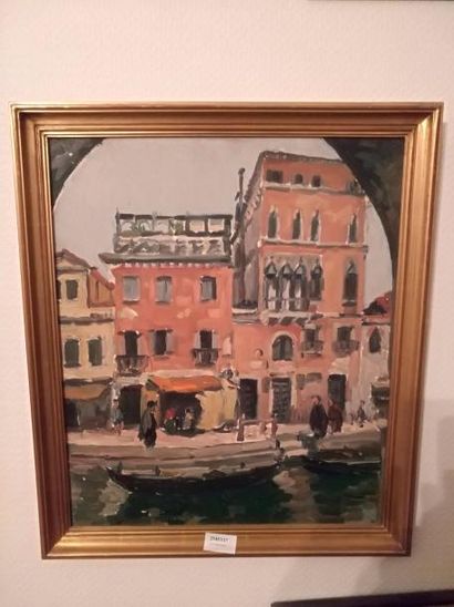 MARCEL BERNANOSE (1884-1952) Palais rouge à Venise
Huile sur panneau non signée.
45...