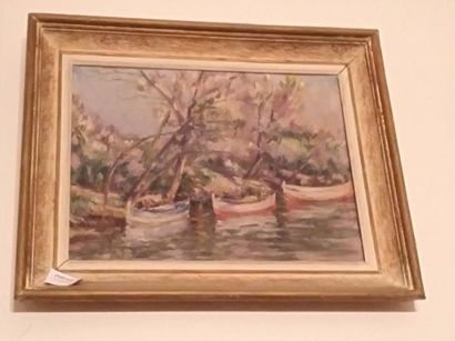MARCEL BERNANOSE (1884-1952) Les barques
Huile sur panneau signée en bas à droite.
26...