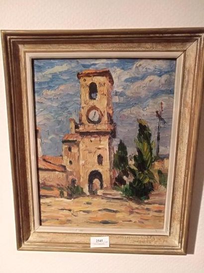 MARCEL BERNANOSE (1884-1952) Le clocher
Huile sur panneau non signée.
34 x 26 cm