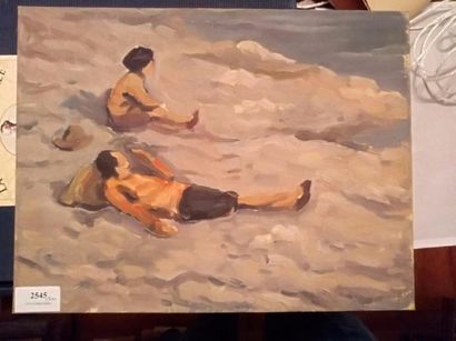 MARCEL BERNANOSE (1884-1952) Deux personnages sur la plage, Villefranche sur mer
Huile...