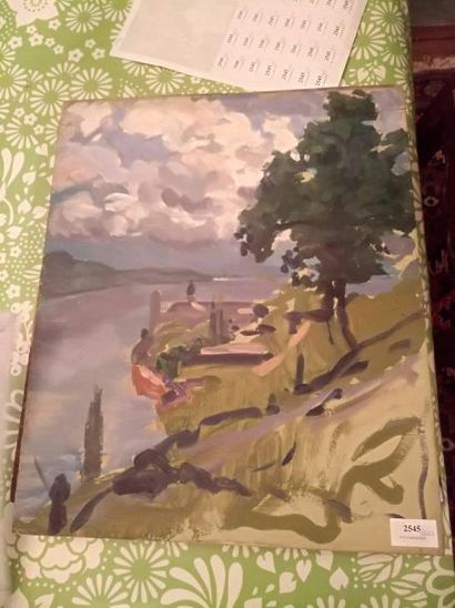 MARCEL BERNANOSE (1884-1952) Bord de lac
Huile sur carton non signée.
46 x 38 cm