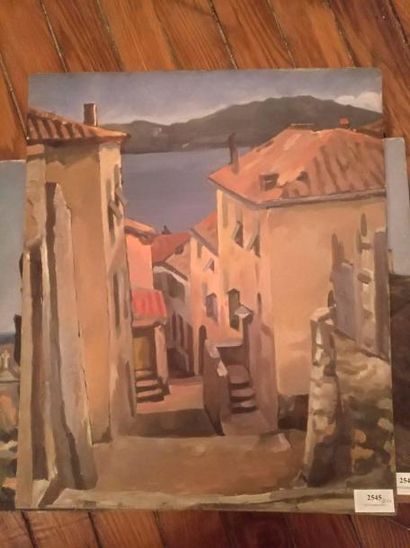 MARCEL BERNANOSE (1884-1952) Rue dans le midi
Huile sur carton.
46 x 38 cm