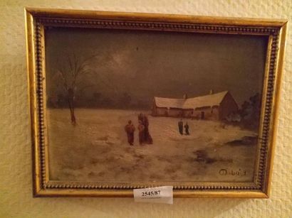 DUBOIS Personnages dans un paysage d'hiver
Huile sur panneau.
15 x 21 cm