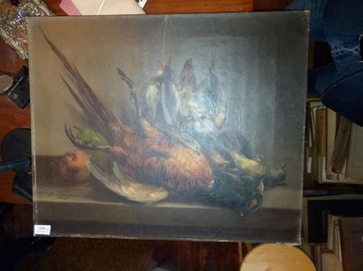 BOURGIGNON (actif vers 1900) Nature morte aux faisans
Huile sur toile signée en bas...