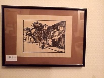 MARCEL BERNANOSE (1884-1952) Scène de rue
Gravure en noir (bois), signée en bas à...
