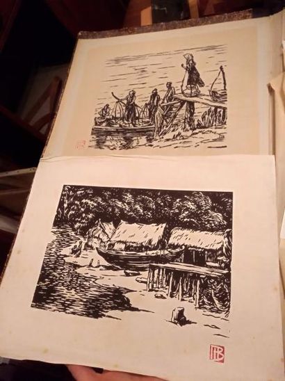 MARCEL BERNANOSE (1884-1952) Lot de gravures: vues du Vietnam.
Environ trente pi...