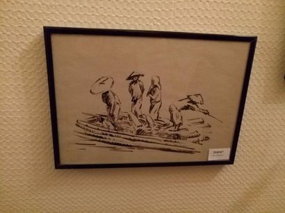 MARCEL BERNANOSE (1884-1952) Les pêcheurs
Encre non signée.
20 x 28 cm